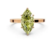 Hidden Halo Engagement Ring Setting for Fancy Yellow Marquise Center with Wide Flat Plain Band and Prong Head in Rose Gold