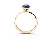 Solitaire Engagement Ring Setting for Fancy Blue Radiant Cut Center with Pave Accents and Prong Head in Yellow Gold