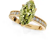 Milgrain Pave Engagement Ring Setting for Fancy Yellow Marquise Center with Accent Band and Prong Head in Yellow Gold