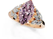 Leaf Cluster Engagement Ring Setting for Fancy Pink Marquise Center with Marquise Accents and Prong Head in Rose Gold