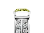 Bezel Engagement Ring Setting for Fancy Yellow Asscher Cut Center with Wide Channel-Set Band and Bezel Head in Platinum