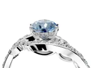 Solitaire Engagement Ring Setting for Fancy Blue Pear-Shaped Center with Pave Bypass Twist Band and Prong Head in Sterling Silver