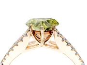 Solitaire Engagement Ring Setting for Fancy Yellow Heart-Shaped Center with Pave Split Shank and Prong Head in Rose Gold