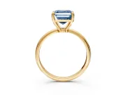 Minimalist Solitaire Engagement Ring Setting for Fancy Blue Asscher Cut Center with Thin Band and Prong Head in Yellow Gold