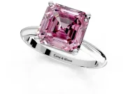Solitaire Engagement Ring Setting for Fancy Pink Asscher Cut Center with Knife Ridge Band and Claw Prong Head in Sterling Silver