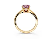 Solitaire Engagement Ring Setting for Fancy Pink Round Cut Center with Knife Ridge Band and Claw Prong Head in Yellow Gold