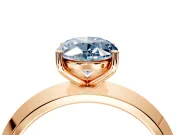 Solitaire Engagement Ring Setting for Fancy Blue Oval Center with Wide Knife Ridge Band and Prong Head in Rose Gold