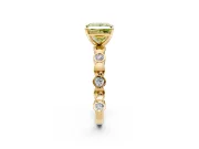 Solitaire Engagement Ring Setting for Fancy Yellow Princess Cut Center with Beaded Bezel Station Band and Prong Head in Yellow Gold