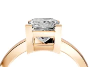 Solitaire Engagement Ring Setting for Princess Cut Center with Plain Band and Flat Tab Prong Head in Rose Gold