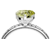 Solitaire Engagement Ring Setting for Fancy Yellow Heart-Shaped Center with Scrollwork Band and Prong Head in Platinum