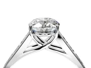 Solitaire Engagement Ring Setting for Oval Center with Cathedral Channel Band and Prong Head in Sterling Silver