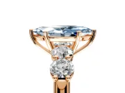 5 Stone Engagement Ring Setting for Fancy Blue Marquise Center with Graduated Accents and Prong Head in Rose Gold