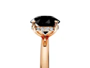 Hidden Halo Engagement Ring Setting for Fancy Black Round Cut Center with Thin Rounded Band and Prong Head in Rose Gold