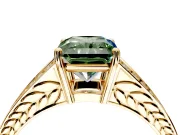 Split Shank Engagement Ring Setting for Fancy Green Radiant Cut Center with Pave Split Shank and Prong Head in Yellow Gold