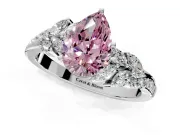 Solitaire Engagement Ring Setting for Fancy Pink Pear-Shaped Center with Marquise Accent Twist Band and Prong Head in Sterling Silver