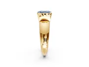 Tension Engagement Ring Setting for Fancy Blue Asscher Cut Center with Wide Flat Band and Tension Head in Yellow Gold