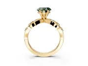 Solitaire Engagement Ring Setting for Fancy Green Heart-Shaped Center with Criss-Cross Accent Band and Prong Head in Yellow Gold
