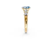 5 Stone Engagement Ring Setting for Fancy Blue Oval Center with Graduated Accents and Prong Head in Yellow Gold