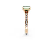 Solitaire Engagement Ring Setting for Fancy Green Asscher Cut Center with Large Accents and Prong Head in Rose Gold