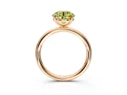 Low-Set Solitaire Engagement Ring Setting for Fancy Yellow Round Cut Center with Thin Plain Band and Prong Head in Rose Gold