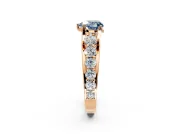 Solitaire Engagement Ring Setting for Fancy Blue Heart-Shaped Center with Graduated Shared Prongs and Prong Head in Rose Gold