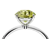 Solitaire Engagement Ring Setting for Fancy Yellow Round Cut Center with Straight Thin Band and Prong Head in Sterling Silver