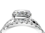 Solitaire Engagement Ring Setting for Asscher Cut Center with Wide-Open Split Shank and Prong Head in White Gold