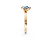 Solitaire Engagement Ring Setting for Fancy Blue Pear-Shaped Center with Thin Rounded Plain Band and Prong Head in Rose Gold