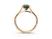 Solitaire Engagement Ring Setting for Fancy Green Radiant Cut Center with V Split Shank and Bezel Head in Rose Gold