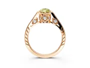 Cathedral Engagement Ring Setting for Fancy Yellow Pear-Shaped Center with Antique-Style Pave Band and Prong Head in Rose Gold