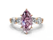 5 Stone Engagement Ring Setting for Fancy Pink Marquise Center with Graduated Accents and Prong Head in Rose Gold
