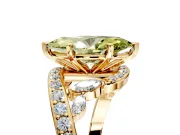 Solitaire Engagement Ring Setting for Fancy Yellow Marquise Center with Pave Bypass Twist Band and Prong Head in Yellow Gold