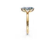Hidden Halo Engagement Ring Setting for Fancy Blue Marquise Center with Thin Rounded Band and Prong Head in Yellow Gold