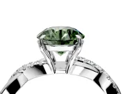 Crossover Engagement Ring Setting for Fancy Green Round Cut Center with Pave and Plain Strands and Prong Head in Platinum