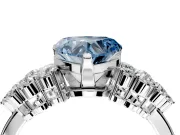Cluster Engagement Ring Setting for Fancy Blue Heart-Shaped Center with 2-Row Shoulder Clusters and Prong Head in Platinum
