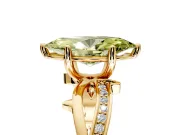 Solitaire Engagement Ring Setting for Fancy Yellow Marquise Center with Pave and Plain Crossover Band and Prong Head in Yellow Gold