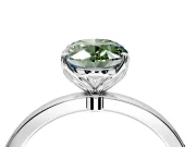 Solitaire Engagement Ring Setting for Fancy Green Oval Center with Thin Rounded Plain Band and Prong Head in Platinum