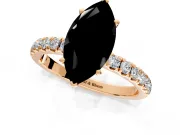 Open Basket Engagement Ring Setting for Fancy Black Marquise Center with Pave Band and Prong Head in Rose Gold