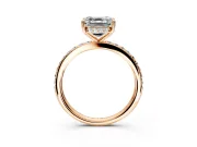 Solitaire Engagement Ring Setting for Asscher Cut Center with Fine Pave Band and Prong Head in Rose Gold