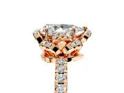 Halo Engagement Ring Setting for Pear-Shaped Center with Openwork Halo, Pave Band and Prong Head in Rose Gold