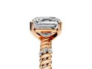 Rope Engagement Ring Setting for Asscher Cut Center with Accent Shoulders and Prong Head in Rose Gold