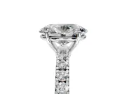 Solitaire Engagement Ring Setting for Oval Center with Large Accent Band and Prong Head in Platinum