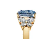 Solitaire Engagement Ring Setting for Fancy Blue Radiant Cut Center with Marquise Flower Shoulders and Prong Head in Yellow Gold