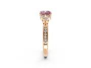 Cluster Engagement Ring Setting for Fancy Pink Cushion Cut Center with Bezel Accent Clusters and Prong Head in Rose Gold