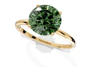 Solitaire Engagement Ring Setting for Fancy Green Round Cut Center with Straight Thin Band and Prong Head in Yellow Gold