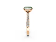 Solitaire Engagement Ring Setting for Fancy Green Radiant Cut Center with Round Cut Pave Band and Prong Head in Rose Gold