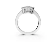 Halo Engagement Ring Setting for Oval Center with Milgrain Halo, Pave Band and Prong Head in Platinum