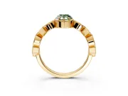 Milgrain Bezel Engagement Ring Setting for Fancy Green Pear-Shaped Center with Marquise Stations and Bezel Head in Yellow Gold