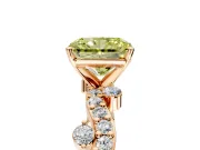 Solitaire Engagement Ring Setting for Fancy Yellow Radiant Cut Center with Bar-Station Pave Twist and Prong Head in Rose Gold