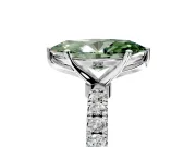 Open Basket Engagement Ring Setting for Fancy Green Marquise Center with Pave Band and Prong Head in Sterling Silver